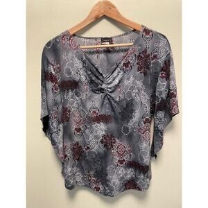 Vintage Tabom Womens Top Large Gray Paisley Dolman Sleeve Whimsigoth Fairy Y2K